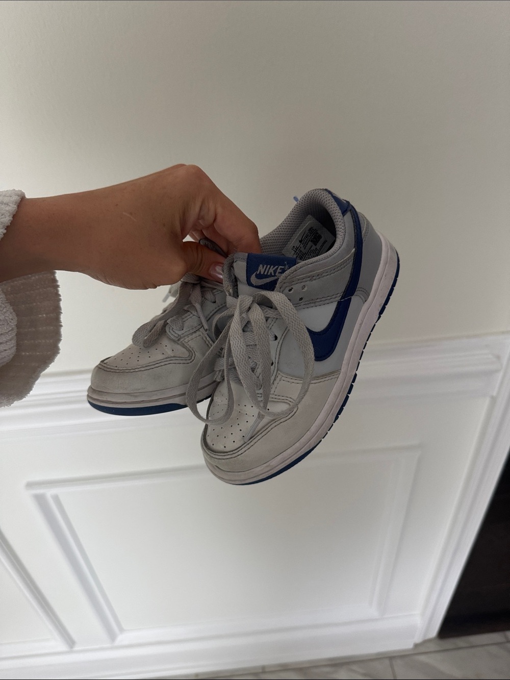 Nike Kids White and Blue Low-Top Sneakers